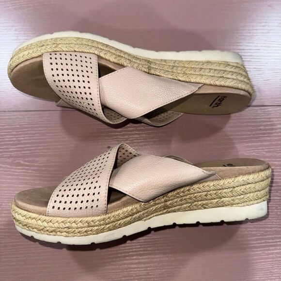 EARTH , LEATHER size 9.5 Modena-Marigold Criss-cross Strap Slide Blush-Pink - Picture 3 of 6